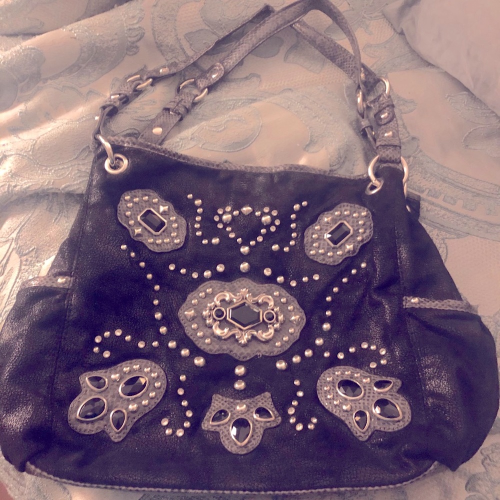 Kathy New Zealand jeweled handbag black with jewel